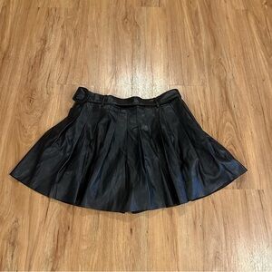 Zara Black Pleated Faux Leather Mini Skort